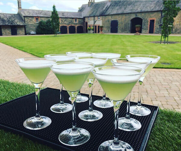 A Luxury Appletini for Cruise Ship party, made with Premium Vodk & topped with Meringue Foam 