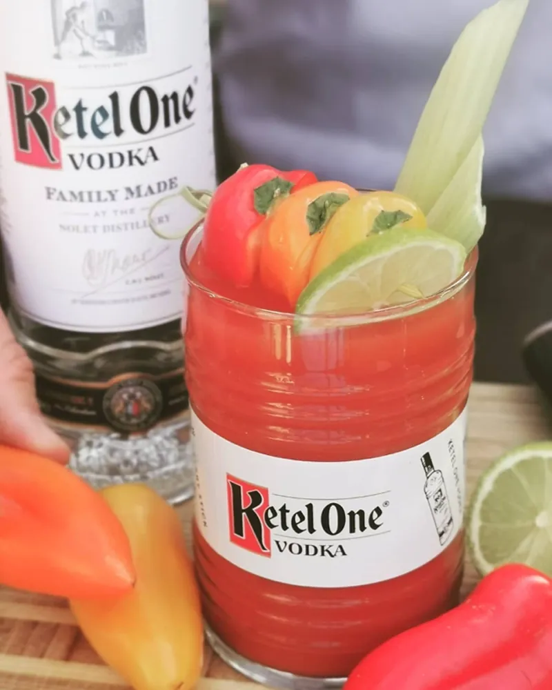 Bloody mary garnished for a brunch event